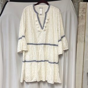 Tommy Bahama Embroidered Tiered Cotton Dress